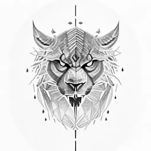 Iowa Tree (bur oak) witth a Black panther on a branch with a mountain goat in its mouth, a bald eagle at the top of the  tattoo design idea