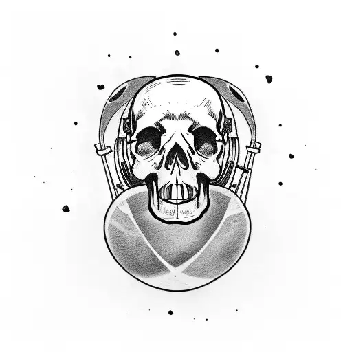 drummer dog musician skull rock tattoo design idea