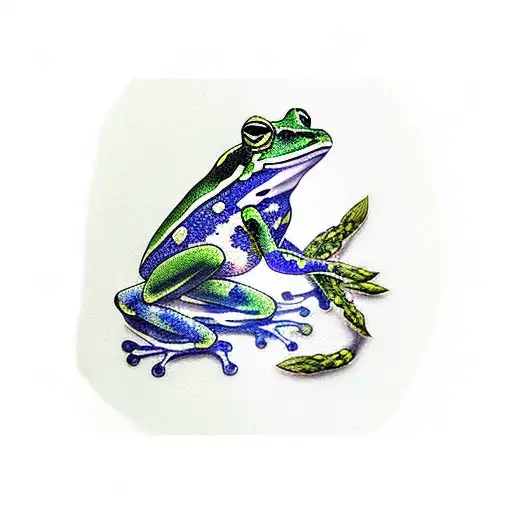 frog on asparagus  tattoo design idea