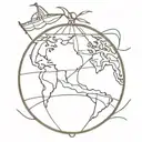 navy sailor Jerry style globe tattoo design idea