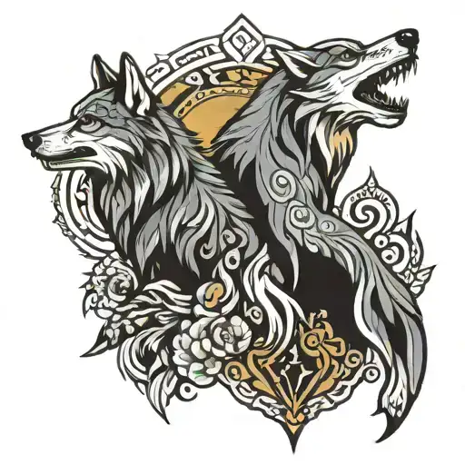 Decebal and dacic wolf   tattoo design idea