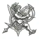 cupid with a flail spiked ball tattoo design idea