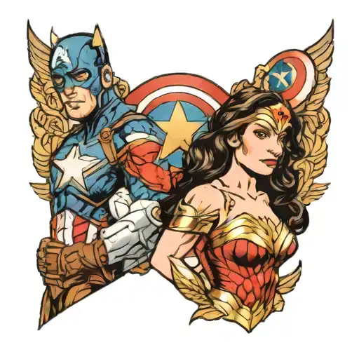 Wonder Woman and captain America  tattoo design idea