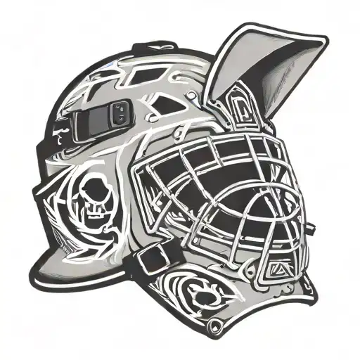 old school hockey goalie mask tattoo design idea