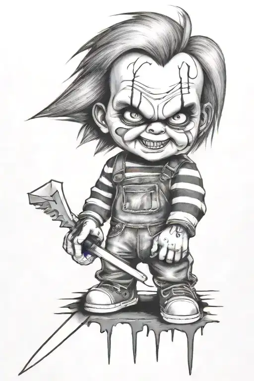 chucky killer urban graffiti style tattoo design idea