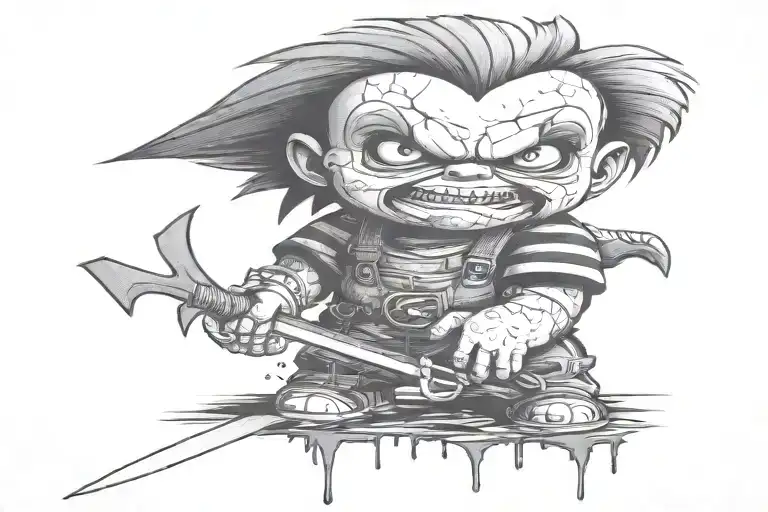 chucky killer urban graffiti style tattoo design idea