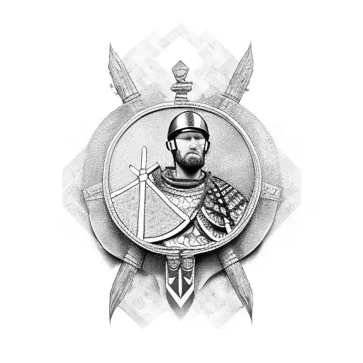 Roman soldier with shield tattoo design idea