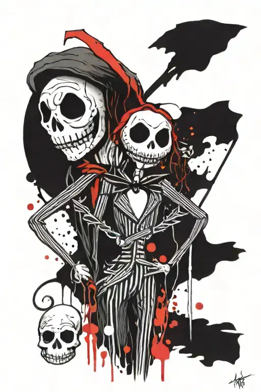 Nightmare Before Christmas characters tattoo design idea