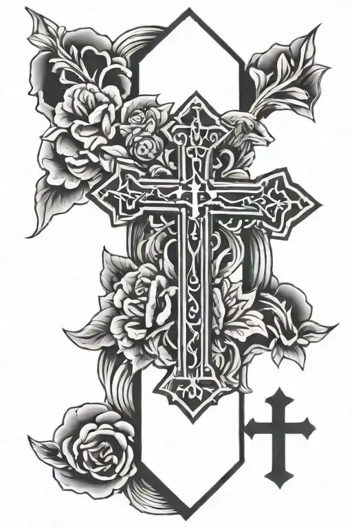 3 crosses horizontally calf tattoo tattoo design idea