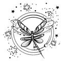 Dragonfly with stars tattoo design idea