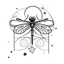 Dragonfly with stars tattoo design idea