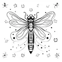 Dragonfly with stars tattoo design idea