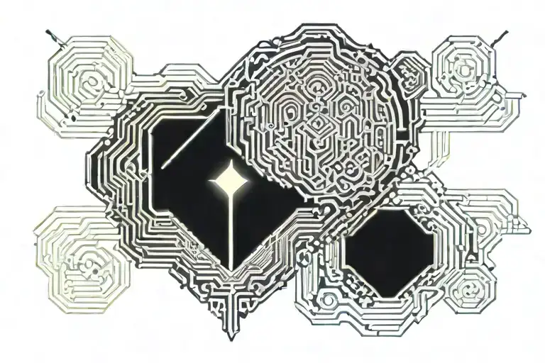 cyber security lock tattoo design idea