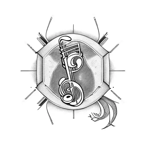 A detailed blackwork tattoo of a music sheet with overthinking symbols incorporated tattoo design idea