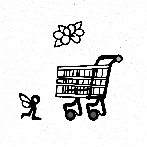 fairy with shopping cart tattoo design idea