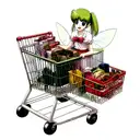 fashionable anime fairy with shopping cart tattoo design idea
