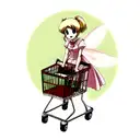 fashionable anime fairy with shopping cart tattoo design idea