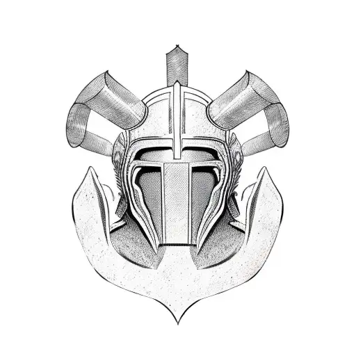 Spartan Warrior Helmet. has black and red lines  tattoo design idea