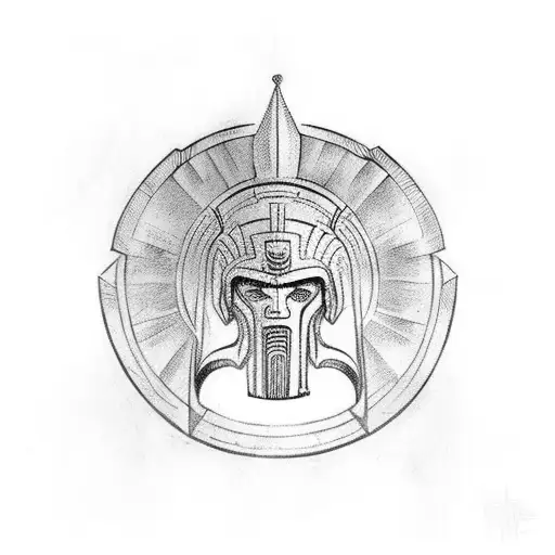 Spartan Solider helmet from Greek Empire tattoo design idea