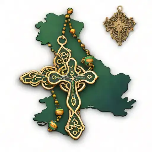 rosary in the shape of ireland tattoo design idea