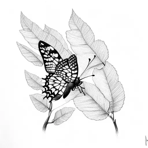 butterfly on tree branch  tattoo design idea