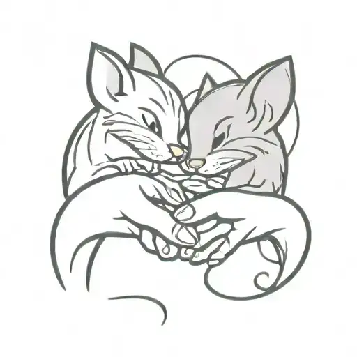 Tom and Jerry pinky promise intertwined tattoo design idea