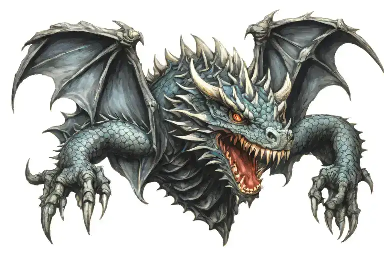 gothic dragon tattoo colored  tattoo design idea
