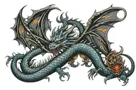 gothic dragon tattoo colored  tattoo design idea