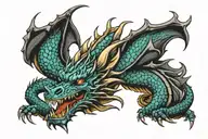 gothic dragon tattoo colored  tattoo design idea