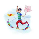 boy flying kite tattoo design idea