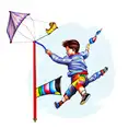 boy flying kite tattoo design idea