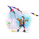 boy flying kite tattoo design idea