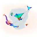 boy flying kite tattoo design idea