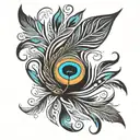 peacock feather black tattoo design idea