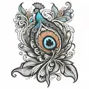 peacock feather black tattoo design idea