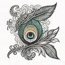 peacock feather black tattoo design idea