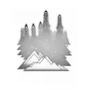 Mountains with pine trees and sasquatch tattoo design idea