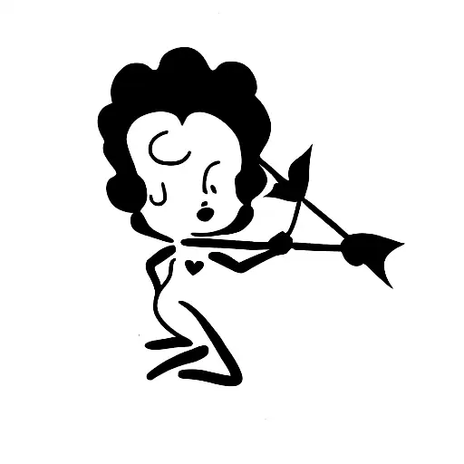 mom tattoo with Betty boop and cupids arrow tattoo design idea
