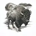 Buffalo in storm tattoo design idea