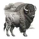 Buffalo in storm tattoo design idea