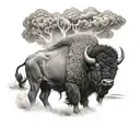 Buffalo in storm tattoo design idea