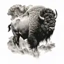 Buffalo in storm tattoo design idea