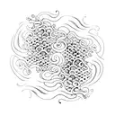 A unique minimalist tattoo design combining elements of the sea and Iemanja, such as seashells and flowing water, to symbolize the client's connection to the ocean and spiritual beliefs tattoo design idea