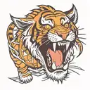 angry tiger rays tattoo design idea