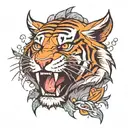 angry tiger rays tattoo design idea