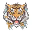 angry tiger rays tattoo design idea