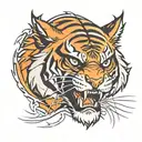 angry tiger rays tattoo design idea