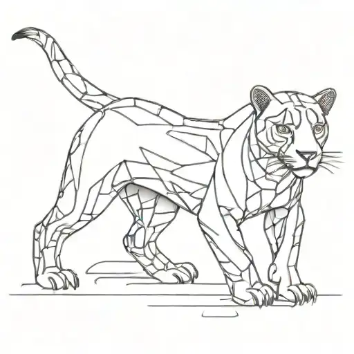 mechanical jaguar emerging tattoo design idea
