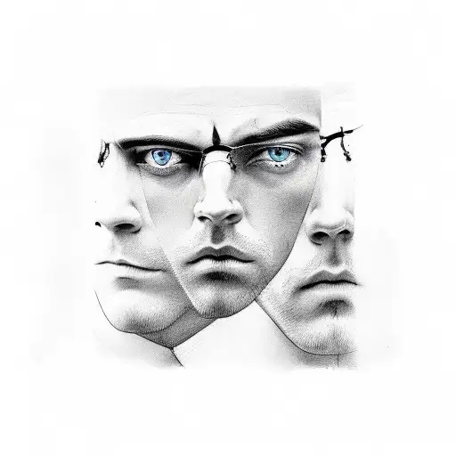 3 brothers faces tattoo design idea