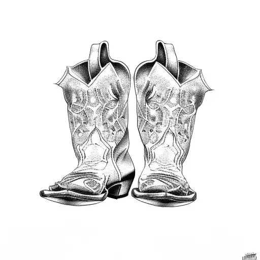 cowboy boots tattoo design idea